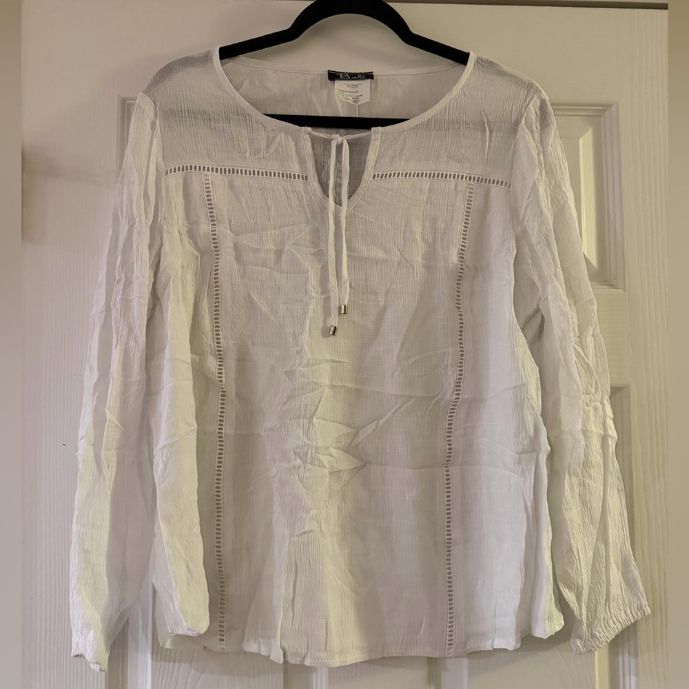 Bali White Women's Blouse with Tie Detail